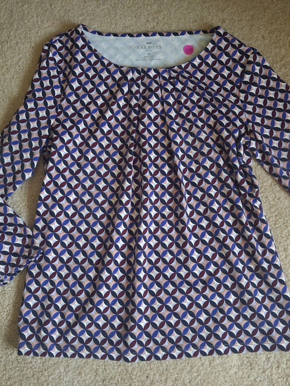 Talbots Pink Navy Geometric Pattern Slip-On Flat